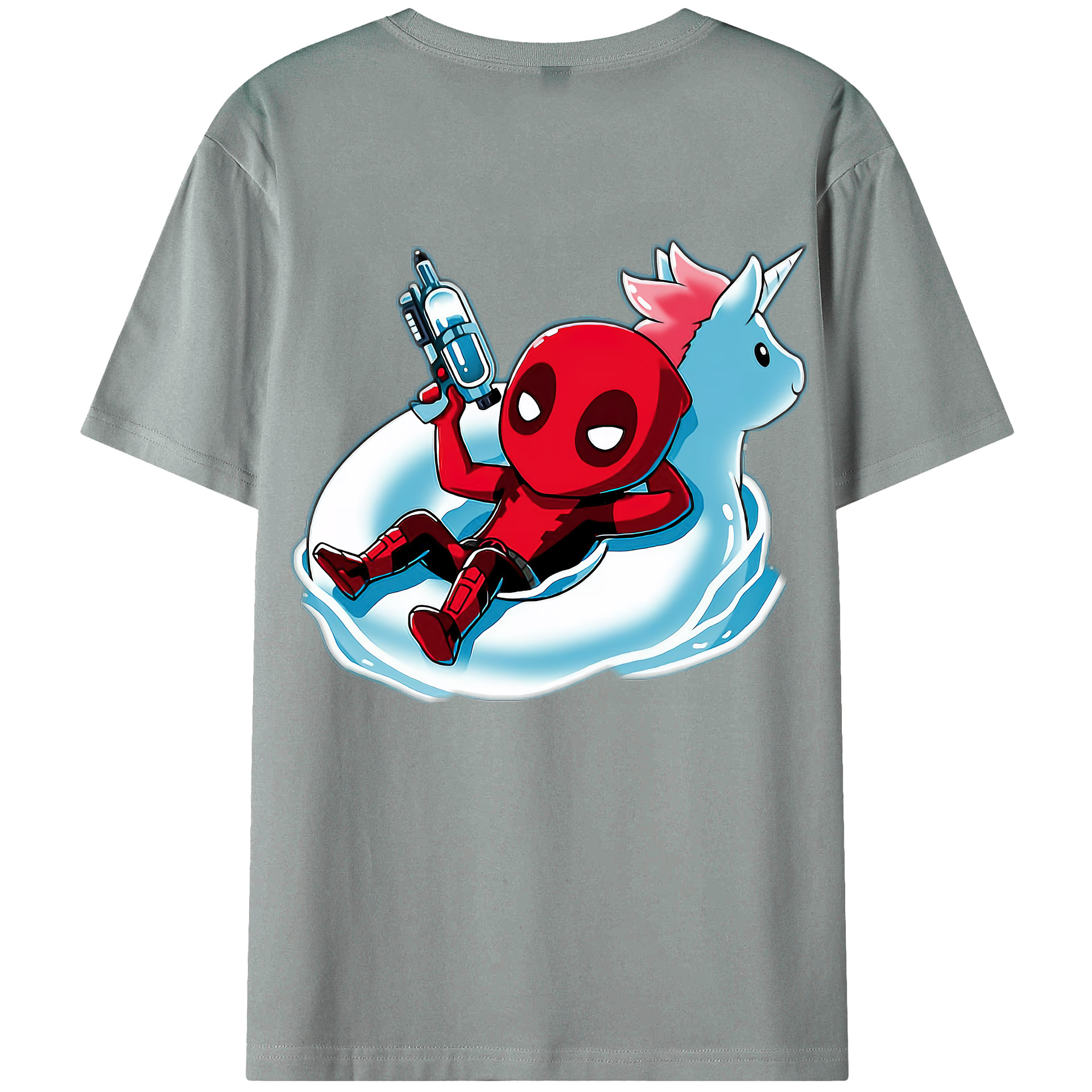 （画像用） Deadpool デッドプール 綿100％ メンズ半袖Tシャツ（バックプリント） 通気性